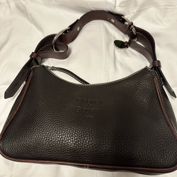 Dooney & Bourke Handbags - Dooney &Bourke Signature Classic  Brown Leather Shoulder Bag Circle Hobo Handbag